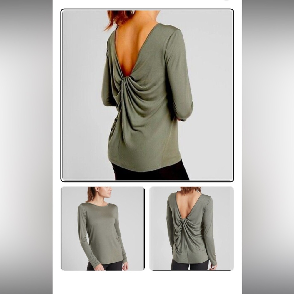 Athleta women’s NWT waterfall long sleeve top size xs green & black